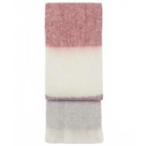 Mango Wool Blend Ombre Multi-Coloured Fringed Scarf Burgundy Cream Gray NWT